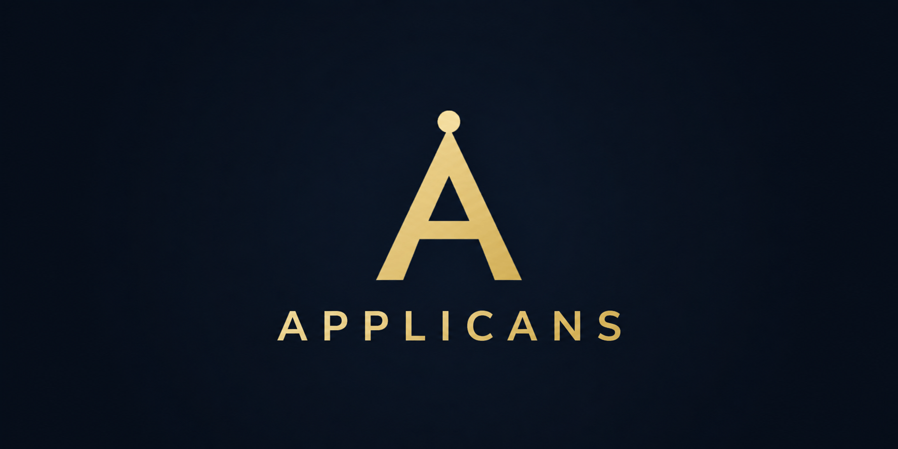 Stylized gold letter A with the word "APPLICANTS" below on a dark background