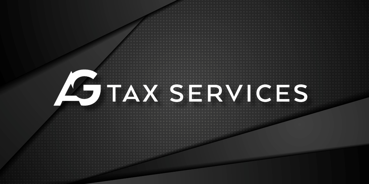 Logo for AG Tax Services on a textured black background