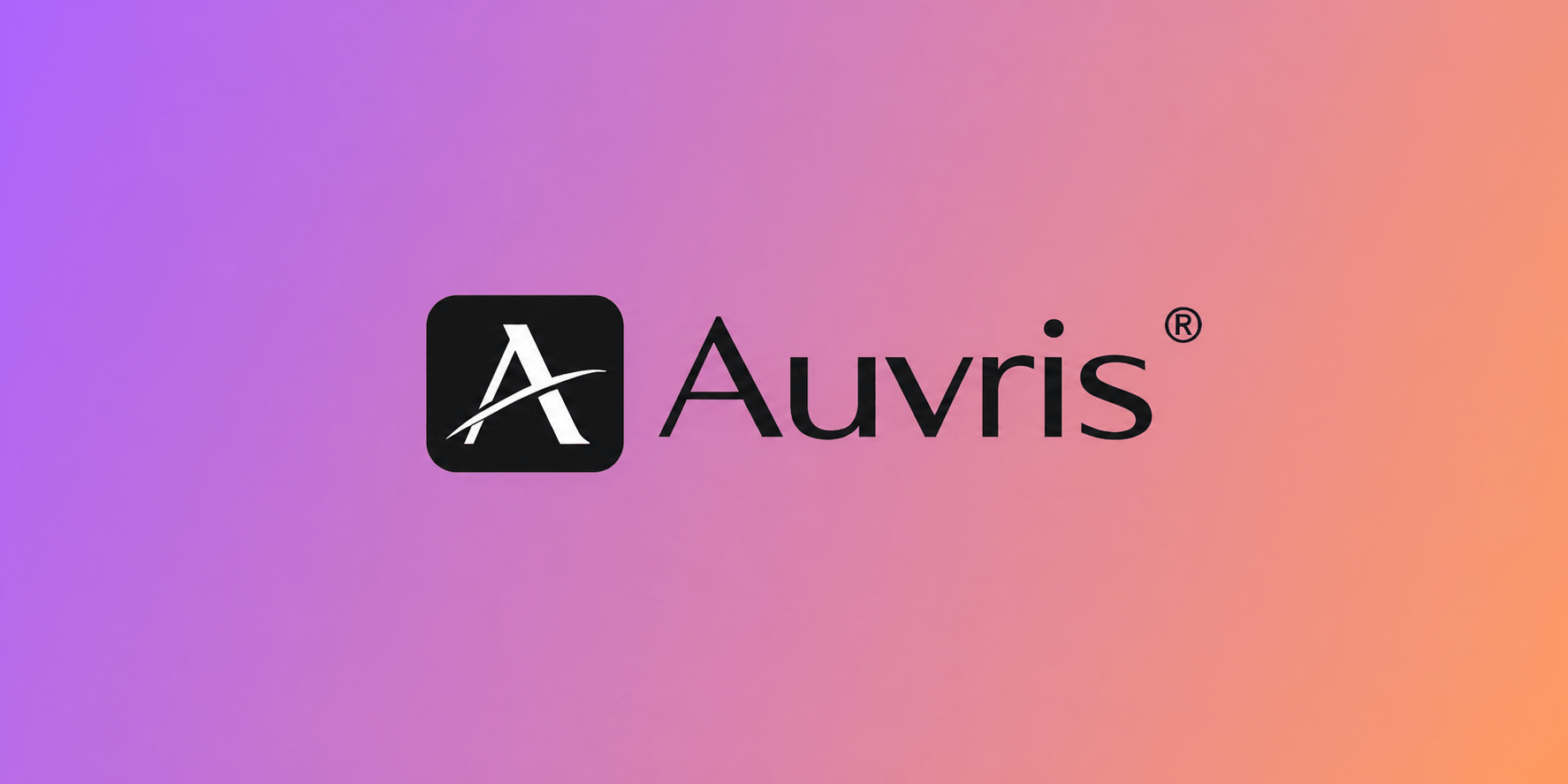 Auvris logo on a purple-to-orange gradient background representing modern home furniture and décor brand.