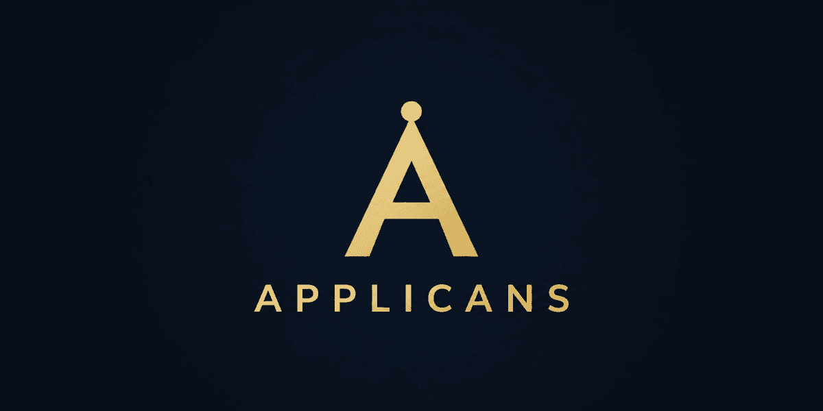 Stylized gold letter A with the word "APPLICANTS" below on a dark background