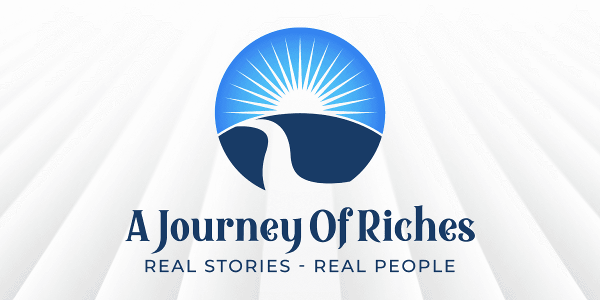 Logo featuring a sun rising over a road with the title of a series