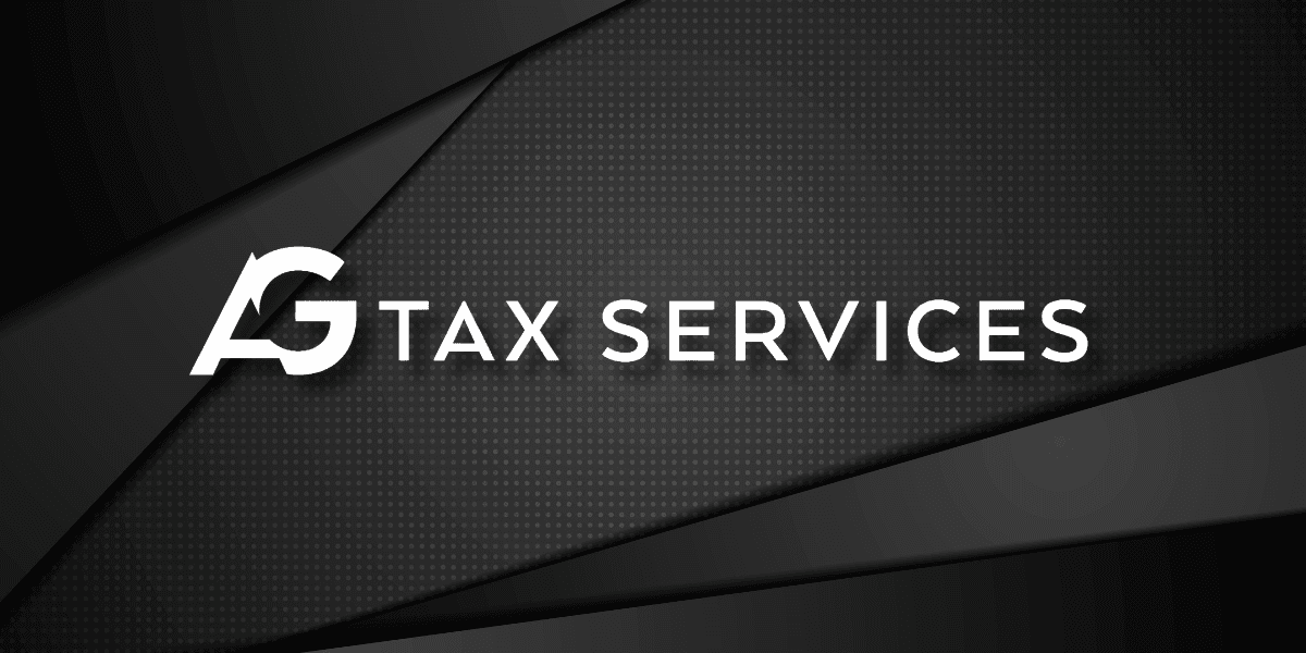 Logo for AG Tax Services on a textured black background