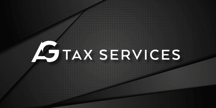 Logo for AG Tax Services on a textured black background