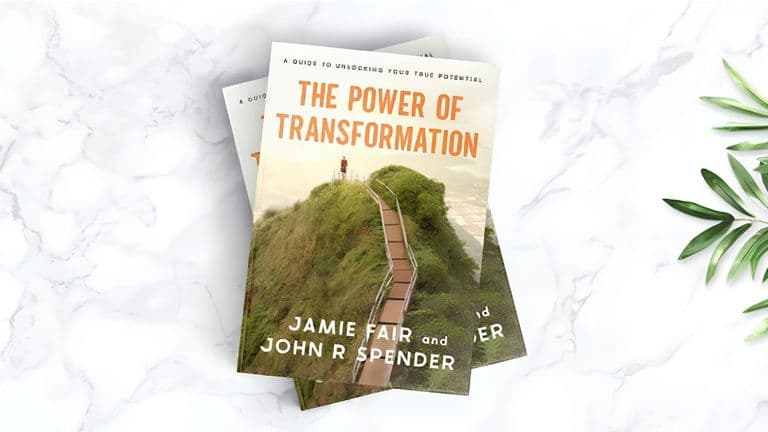Cover of The Power of Transformation by Jamie Fair and John R. Spender on a marble surface.