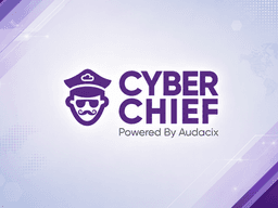Logo of Cyber Chief powered by Audacix with a modern tech-themed background
