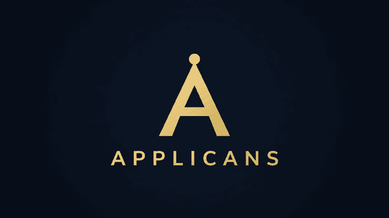 Stylized gold letter A with the word "APPLICANTS" below on a dark background