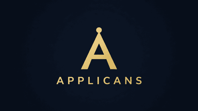 Stylized gold letter A with the word "APPLICANTS" below on a dark background