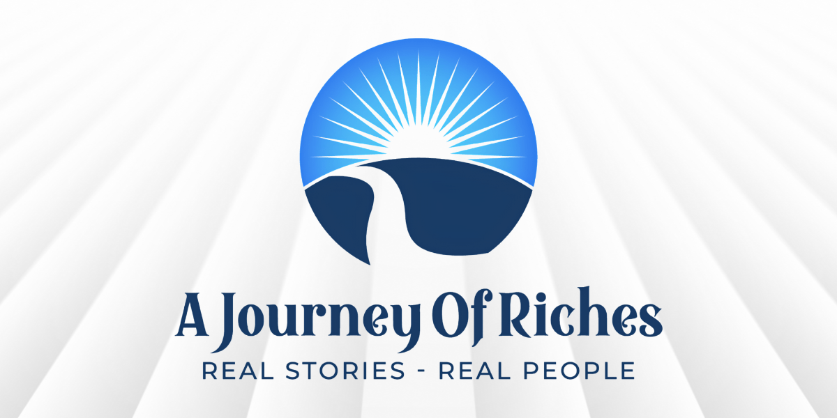 Logo featuring a sun rising over a road with the title of a series