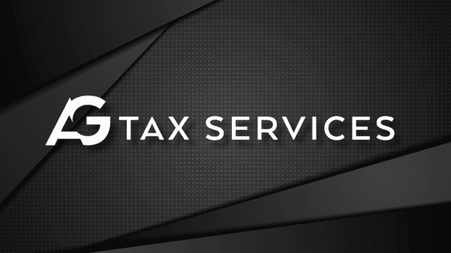 Logo for AG Tax Services on a textured black background