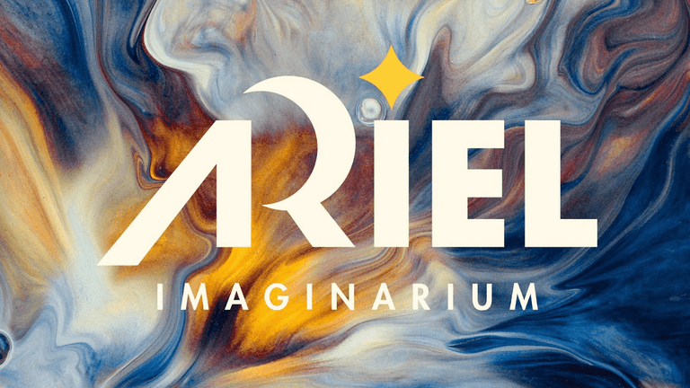 The image features the Ariel Imaginarium logo with vibrant, swirling colors, reflecting the innovative dynamic supertitles in theater.