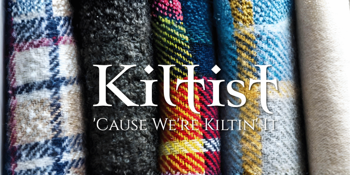 Kiltist logo featuring tartan fabric designs, representing a brand blending Scottish heritage with modern style and personalized service.